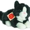 Hermann Teddy Katze Liegend Schwarz/weiß 20 Cm