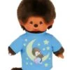 Sekiguchi 223725 Original Monchhichi Junge, Aus Braunem Plüsch, Mit Blauem Schlafshirt Und Glow In The Dark Elementen, Ca. 20 Cm